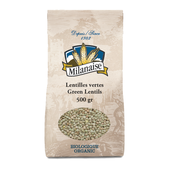 MILANAISE, LENTILLES VERTES BIOLOGIQUE, 500G