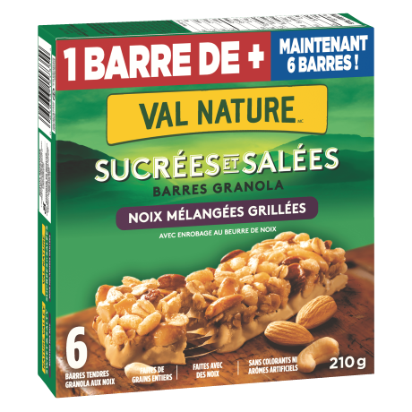 VAL NATURE, SUCRÉES & SALÉES AUX NOIX MELANGÉES GRILÉES, 210G