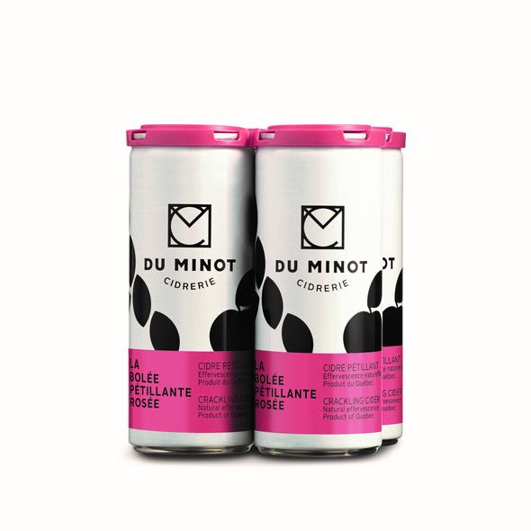 CIDRERIE DU MINOT, LA BOLÉE PÉTILLANTE ROSÉE CIDRE PÉTILLANT 5%, 4 X 250 ML
