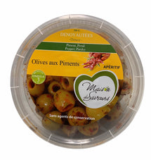 MAISON DES SAVEURS, PITTED OLIVES WITH CHILI PEPPER, 200 G