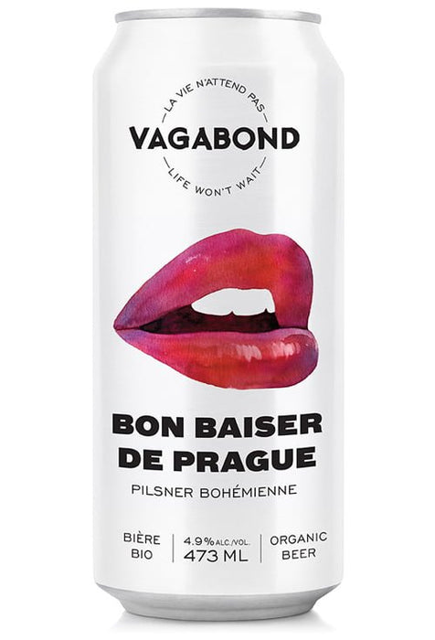 VAGABOND, BON BAISER DE PRAGUE PILSNER BOHÉMIENNE BIOLOGIQUE 4.9%, 473 ML