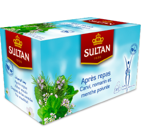 SULTAN, THÉ APRÈS REPAS AVEC CARVI ROMARIN ET MENTHE POIVRÉE, 20 UNITÉS