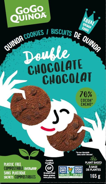 GOGO QUINOA, BISCUITS DE QUINOA DOUBLE CHOCOLAT, 165 G