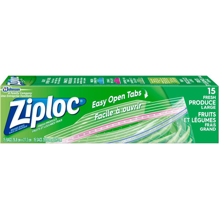 ZIPLOC, SAC DE CONGÉLATION POUR FRUITS & LÉGUMES GRAND, 15 UNITÉS