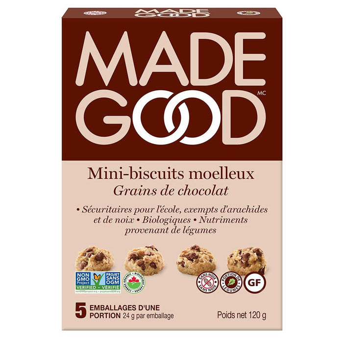 MADE GOOD, MINI BISCUITS PEPITES CHOCOLAT, 5X24 G