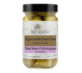 ORGANIC OLIVES, GREEN OLIVES WITH GARLIC, 341 ML