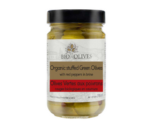 ORGANIC OLIVES, GREEN OLIVES WITH PEPPER, 341 ML