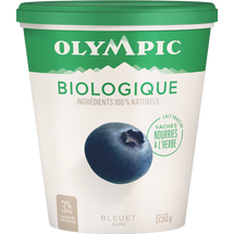 OLYMPIC, YOGOURT BIO 3% BLEUETS, 650 G