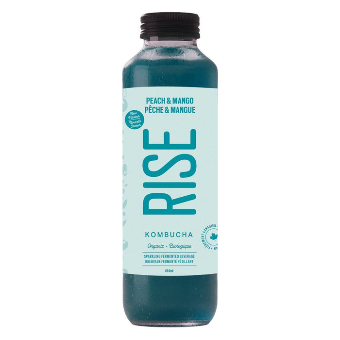 RISE, KOMBUCHA BIO PÊCHE & MANGUE, 414 ML