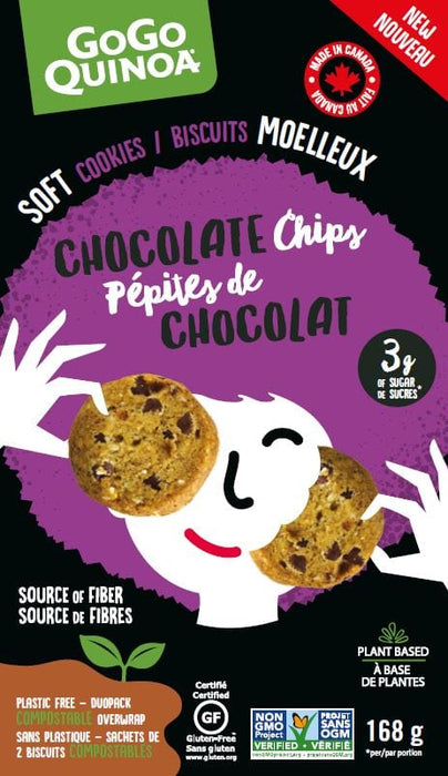 GOGO QUINOA, BISCUITS MOELLEUX DE QUINOA PÉPITES DE CHOCOLAT, 168 G